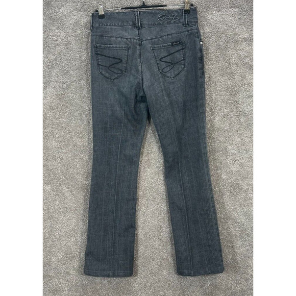 Seven 7 Jeans Womens 4 Dark Gray Measures 29X30 Mid Rise Bootcut Stretch - Picture 2 of 8